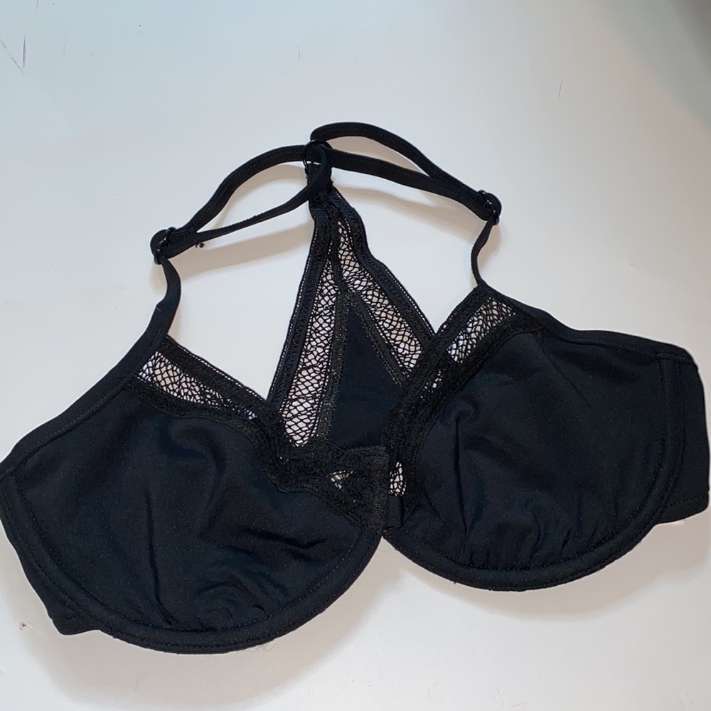 Seafolly black bra size 4 US lace no padding new without tags small